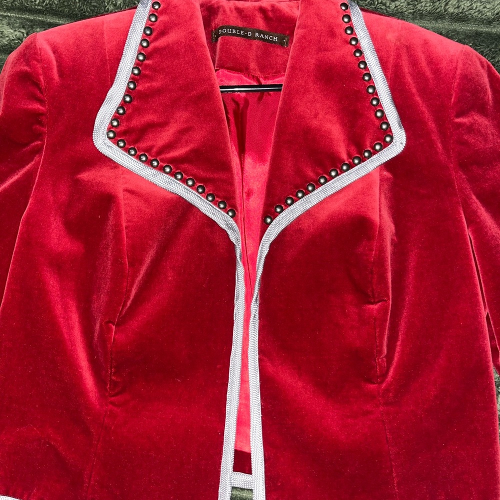 Double D Ranch Red Velvet Blazer with Studded Trim
